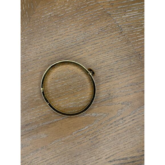 Gold Tone Bangle Bracelet with Red Enamel Heart Accent - Picture 2 of 2